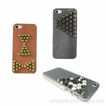 Cases for iPhone 5, Made of PC, TPU + PC Leather + Rivets
